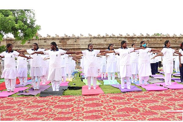 8th International Yoga Day celebration at Maharishi Vidya Mandir, Thanjavur.

